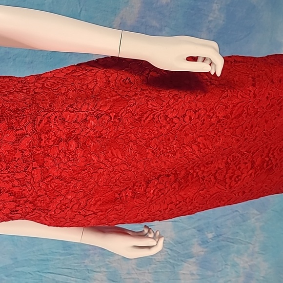 New Yumi Kim Save The Date Red Floral Lace Midi Dress Size Large - Picture 15 of 16